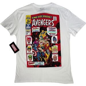 Marvel Avengers Comic Cover Graphic T-Shirt Men’s Size L White Tee Superhero NWT